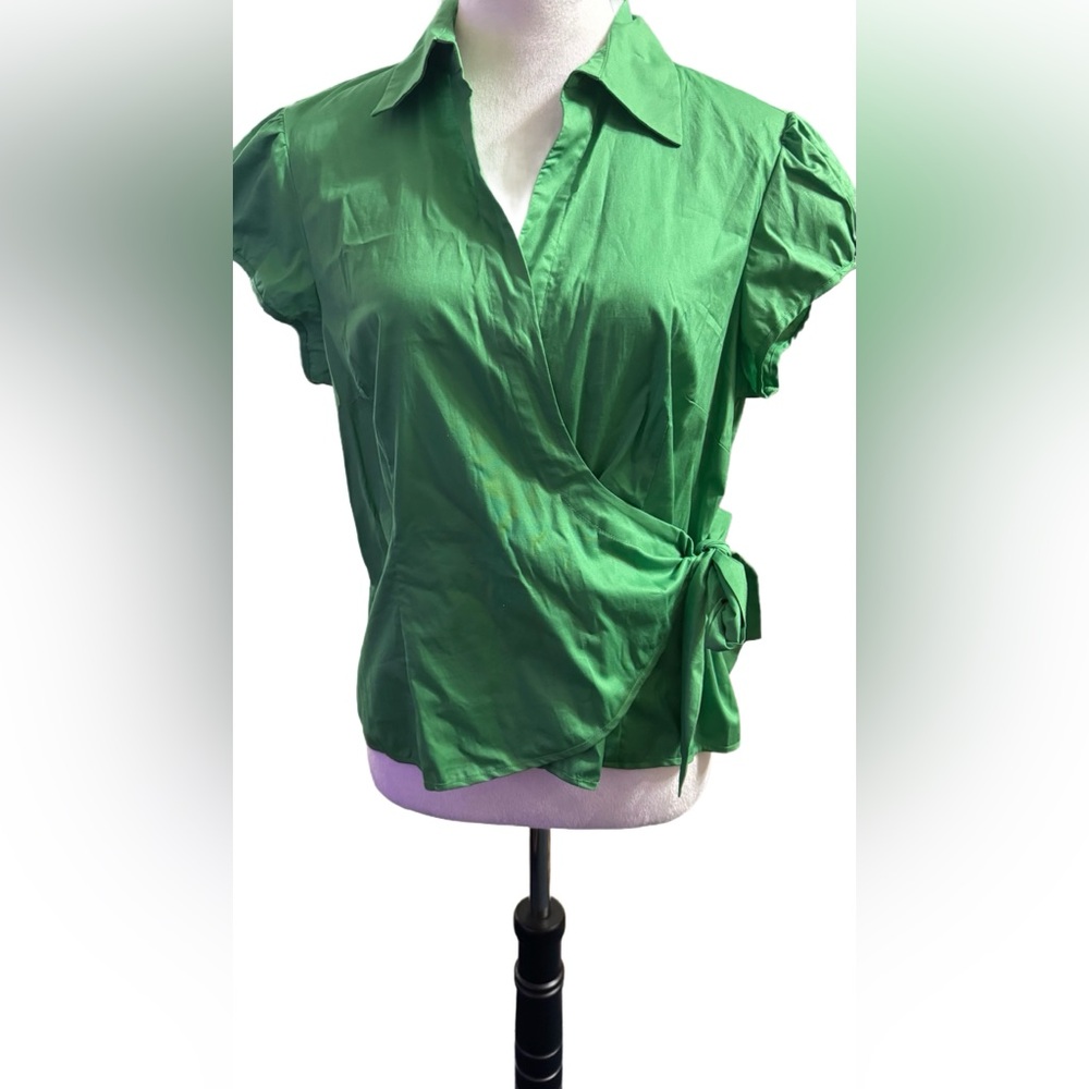 Sunny Leigh Vibrant Green Wrap Blouse